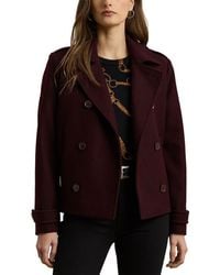Ralph Lauren - Double Breasted Wool Blend Twill Jacket - Lyst