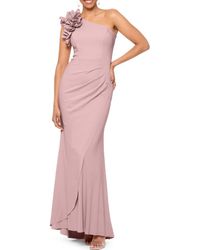Xscape Evenings - Ruffle One-Shoulder Scuba Crepe Gown - Lyst