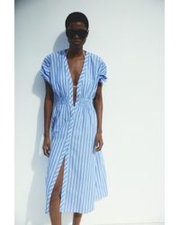 H&M - Smocked-Waist Button-Front Dress - Lyst