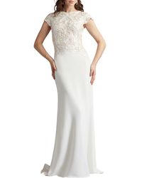 Tadashi Shoji - Soutache Lace Cap Sleeve Trumpet Gown - Lyst