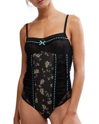 Free People - Sara Floral Print Lace Corset Bodysuit - Lyst