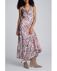 Kenneth Cole - Abstract Animal Print Cowl Neck Asymmetric Dress - Lyst
