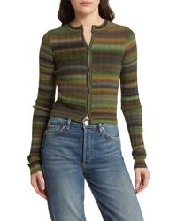 RE/DONE - Space Dye Stripe Rib Crop Wool Cardigan - Lyst