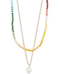 BP. - Imitation Pearl Pendant Layered Necklace - Lyst