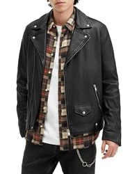 AllSaints - Milo Asymmetric Zip Leather Biker Jacket - Lyst