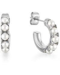 Atolea - Mini Pearl Huggies Earrings - Lyst