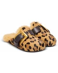 Balmain - Anthem Leopard Print Ponyskin Leather And Faux Fur Mules - Lyst