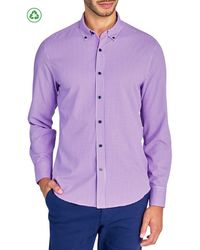 Con.struct - Slim Fit Micro Plaid Recycled 4-Way Stretch Performance Long Sleeve Shirt - Lyst