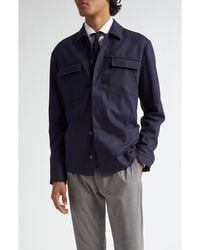 Eleventy - Stretch Wool & Cashmere Button-Up Overshirt - Lyst