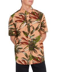 Volcom - Indospray Classic Fit Floral Short Sleeve Button-up Shirt - Lyst