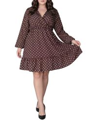 Standards & Practices - Polka Dot Ruffle Hem Long Sleeve Minidress - Lyst