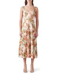 LK Bennett - Floral Print Sleeveless Midi Dress - Lyst
