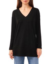 Vince Camuto - Ribbed Sleeve V-neck Top - Lyst