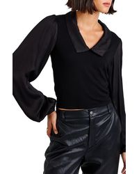 Bella Dahl - Mixed Media Balloon Sleeve Knit Top - Lyst
