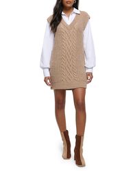 River Island - Hybrid Long Sleeve Sweater Dress - Lyst