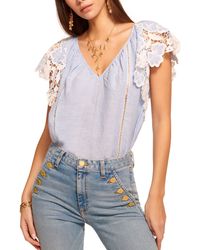 Ramy Brook - Hilllary Lace Sleeve Linen Top - Lyst