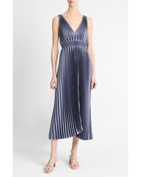 Vince - Hand Smocked Pleated Sleeveless Midi Dress - Lyst