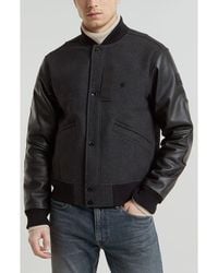 G-Star - Wool Blend & Leather Varsity Jacket - Lyst