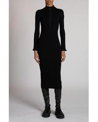 Moncler - Ribbed Knit Long-Sleeve Sweater Dress - Lyst