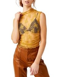 Free People - Nice Try Sheer Lace Tank - Lyst