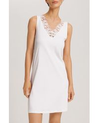 Hanro - Kalea Floral Tulle Trim Cotton Chemise - Lyst