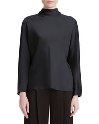Vince - Draped Funnel Neck Silk Top - Lyst