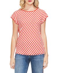 Vince Camuto - Gingham Front Cap Sleeve Top - Lyst
