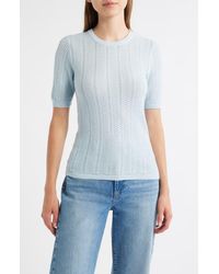 Rag & Bone - Francesca Pointelle Short Sleeve Merino Wool Sweater - Lyst