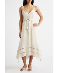 Moon River - Ladder Stitch Detail Handkerchief Hem Cotton & Linen Dress - Lyst