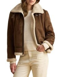 Ralph Lauren - Faux Fur Trim Zip Front Jacket - Lyst