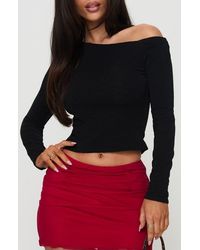Princess Polly - Malian Off The Shoulder Long Sleeve Crop Top - Lyst