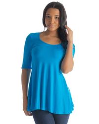 24seven Comfort Apparel - Elbow Sleeve Swing Tunic Top - Lyst