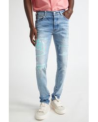 Amiri - Varsity Logo Rip & Repair Skinny Fit Jeans - Lyst