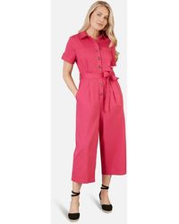 Yumi' - Button Up Utility Style Jumpsuit - Lyst