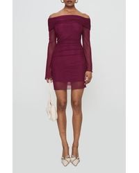 Princess Polly - Consideration Off The Shoulder Long Sleeve Mesh Minidress - Lyst