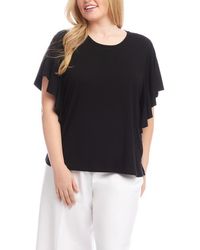 Karen Kane - Flutter Sleeve Crewneck Jersey Top - Lyst