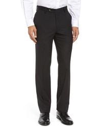 Berle - Flat Front Stretch Solid Wool Trousers - Lyst