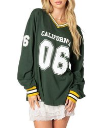 Edikted - Cali 06 Oversize Long Sleeve Cotton Graphic Football T-Shirt - Lyst