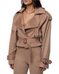 JLUXLABEL - Latte Belted Crop Jacket - Lyst