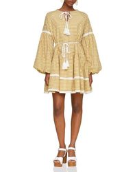 Avec Les Filles - Gingham Print Long Sleeve Minidress - Lyst
