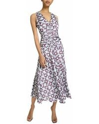 Santorelli - Eden Sleeveless Fit And Flare Midi Dress With Center Ruching - Lyst