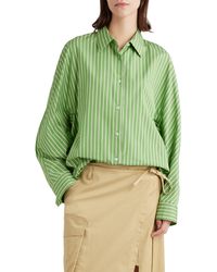 Dries Van Noten - Oversize Stripe Button-up Cocoon Shirt - Lyst