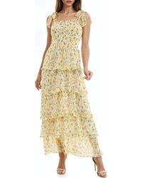 Socialite - Floral Print Pleated Tier Maxi Dress - Lyst