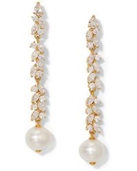 Nadri - Savannah Cubic Zirconia & Pearl Linear Drop Earrings - Lyst