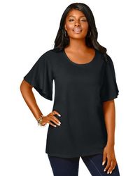 Jessica London - Stretch Knit Flutter Sleeve Tunic - Lyst