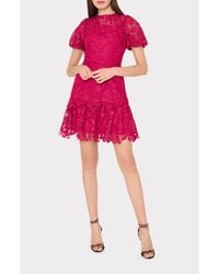 MILLY - Yasmin Rose Mosaic Lace Dress - Lyst