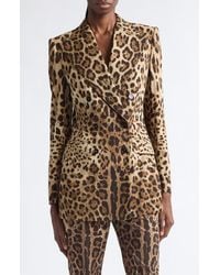Dolce & Gabbana - Leopard Print Stretch Wool Blazer - Lyst