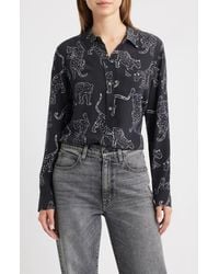 Rails - Kate Jaguar Print Silk Button-Up Shirt - Lyst