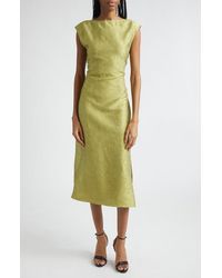 Christopher John Rogers - Bow Crinkled Silk Midi Dress - Lyst