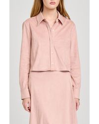 Wayf - Chandler Long Sleeve Crop Button-Up Shirt - Lyst